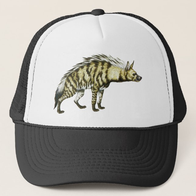 Wild Hyena Animal Illustration Trucker Hat (Front)