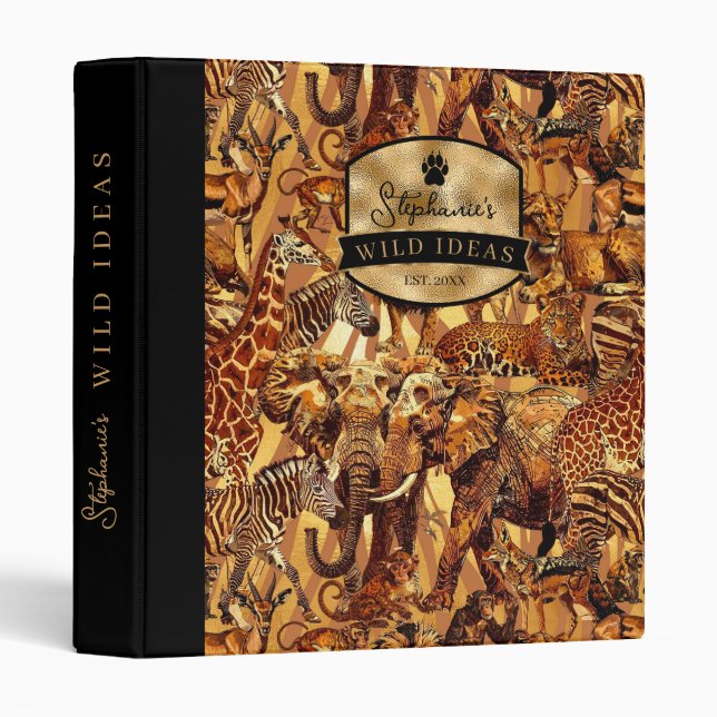 Wild Ideas Gold Label Animal Collage ID1160 3 Ring Binder (Front/Spine)