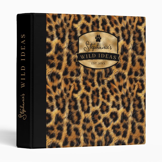 Wild Ideas Gold Label Dk Leopard ID1160 3 Ring Binder (Front/Spine)