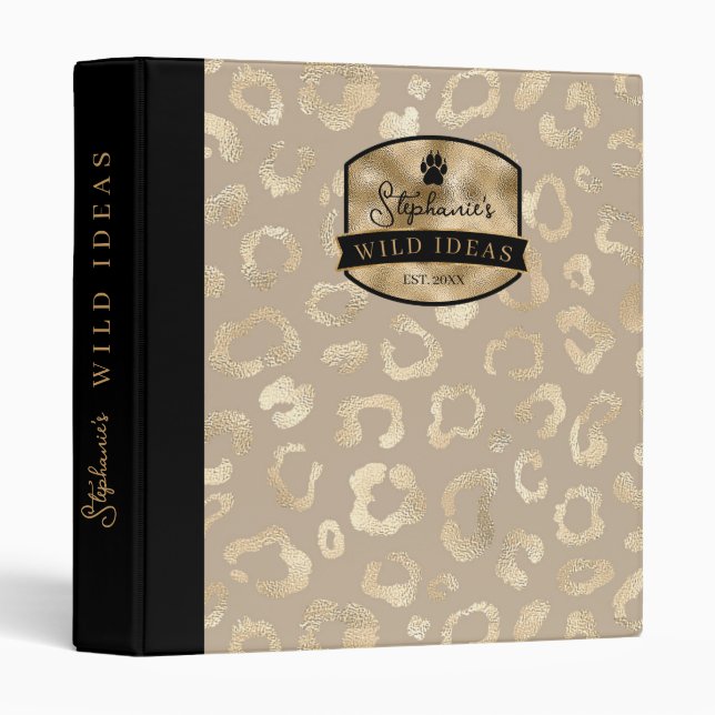 Wild Ideas Gold Label Glam Leopard Spots ID1160 3 Ring Binder (Front/Spine)