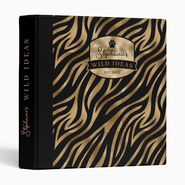 Wild Ideas Gold Label Zebra BG ID1160 3 Ring Binder (Front/Spine)