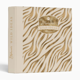 Wild Ideas Gold Label Zebra Ivory ID1160 3 Ring Binder