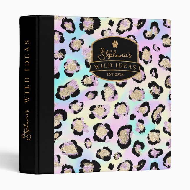 Wild Ideas Holographic Leopard Spots ID1161 3 Ring Binder (Front/Spine)