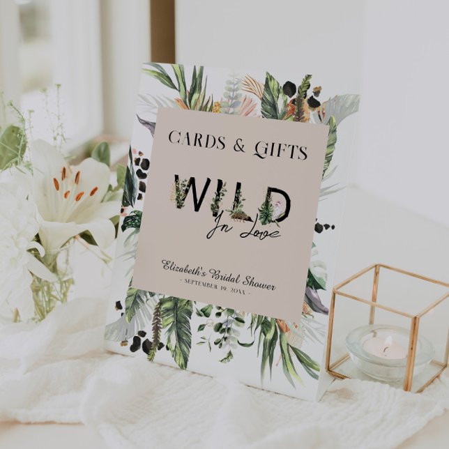 Wild In Love | Jungle Bridal Shower Pedestal Sign (Creator Uploaded)