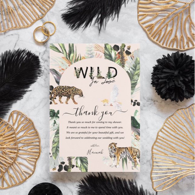Wild in Love | Jungle Bridal Shower  Thank You Card (Creator Uploaded)