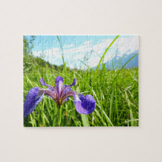 Wild Iris and Alaskan Landscape Jigsaw Puzzle