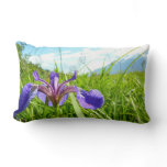 Wild Iris and Alaskan Landscape Lumbar Pillow