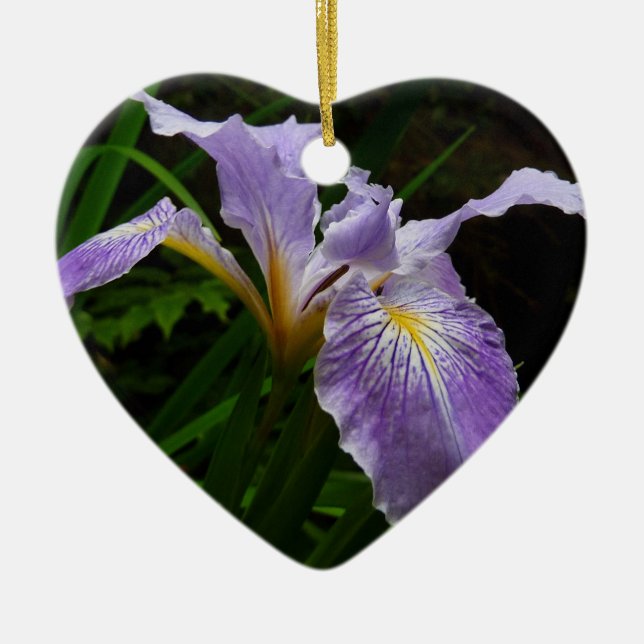Wild Iris Flower Purple Floral Ceramic Ornament (Front)