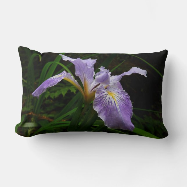 Wild Iris Flower Purple Floral Lumbar Pillow (Front)