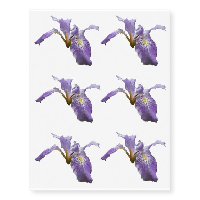 Wild Iris Flower Purple Floral Temporary Tattoos (Front)