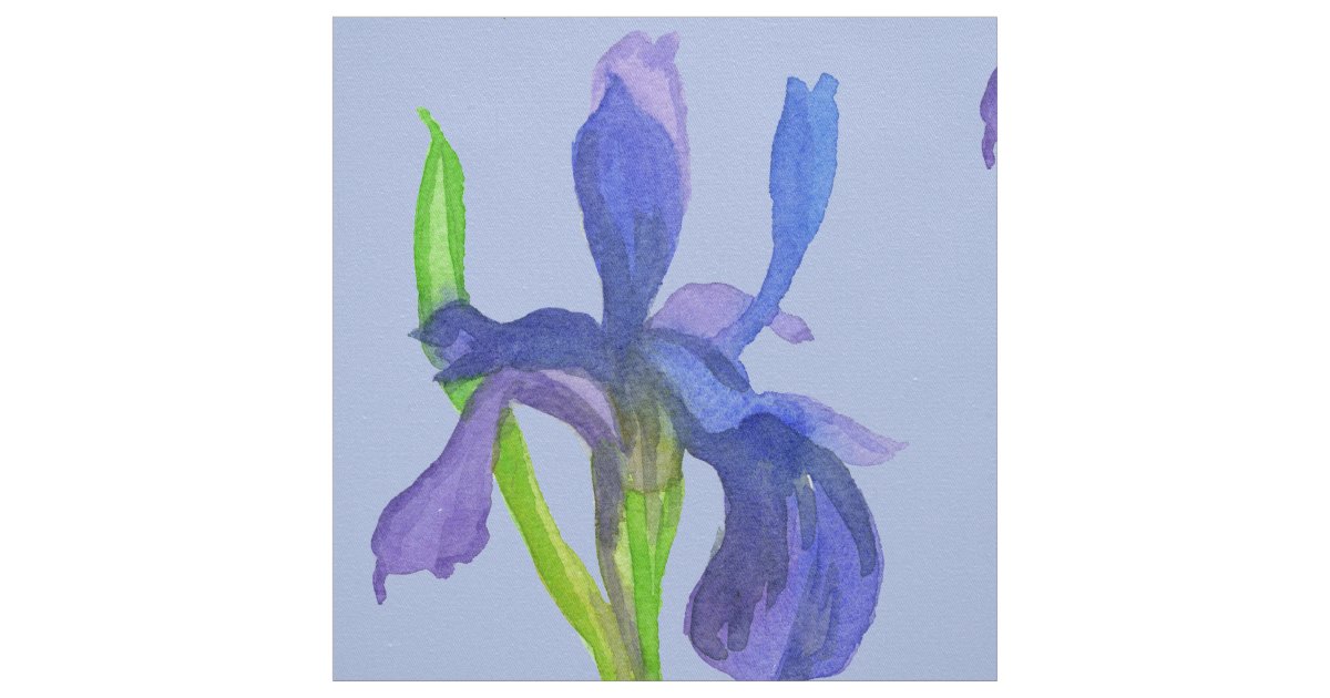 Wild Iris Watercolor Blue Fabric | Zazzle