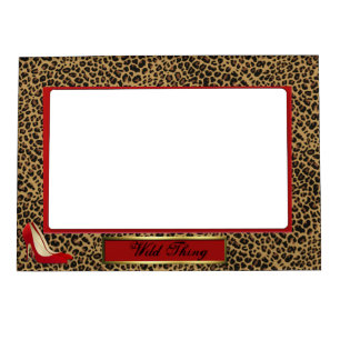 Wild Jaguar Pattern with Red Stiletto Magnetic Picture Frame
