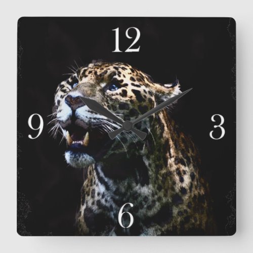 Wild Jaguar Spotted Panther Animal_lover Square Wall Clock