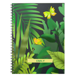 Wild jungle and yellow butterflies notebook