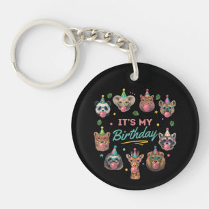 Wild Jungle Animal Birthday Party Design Keychain
