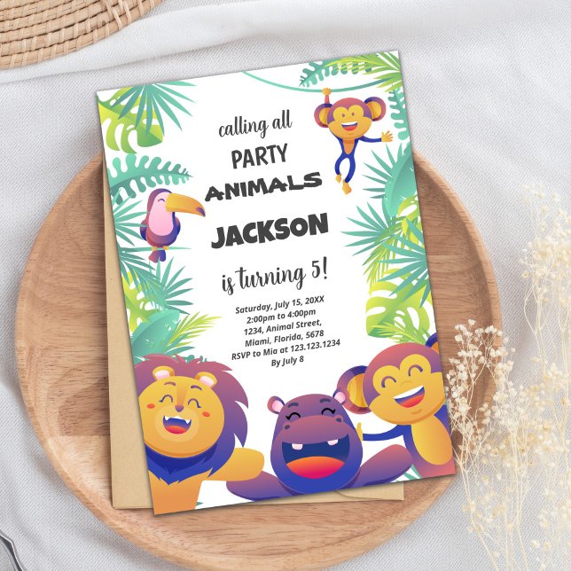 Wild Jungle Animal Party Theme for Kids Invitation (Safari Birthday Invitations)