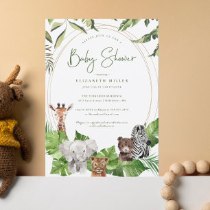 Wild Jungle Animals Baby Shower Invitation