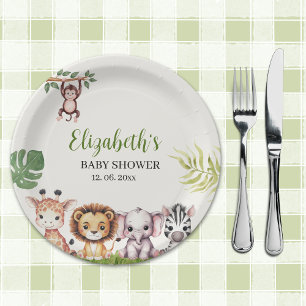 Wild Jungle Animals Baby Shower Paper Plates