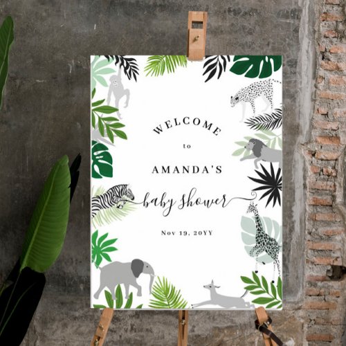 Wild Jungle Animals Baby Shower Welcome Sign