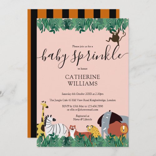 Wild Jungle Animals Baby Sprinkle  Shower Invitation