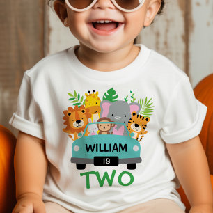 Wild Jungle Animals Boy 2nd Birthday Personalized Baby T-Shirt