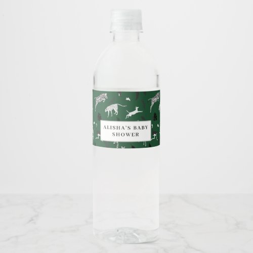 Wild Jungle Animals Matching Baby Shower   Water Bottle Label