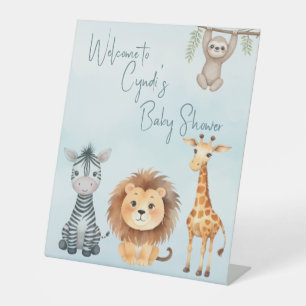 Wild Jungle Animals - Welcome to Baby Shower Pedestal Sign