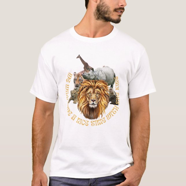 Wild Jungle Animals with Majestic Lion Centered T-Shirt (Front)