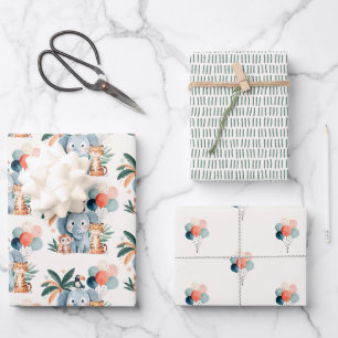 Wild Jungle Birthday Party Pattern Wrapping Paper Sheets