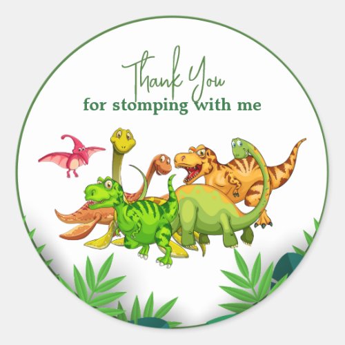 Wild Jungle Dinosaur Adventure Kids Birthday Classic Round Sticker