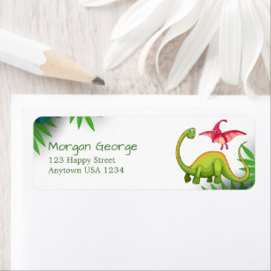 Wild Jungle Dinosaur Adventure Kids Birthday Label