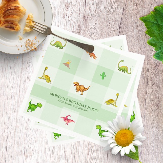 Wild Jungle Dinosaur Adventure Kids Birthday Napkins (in use)