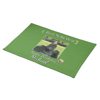 Wild Jungle Gorilla Birthday Fun Cloth Placemat