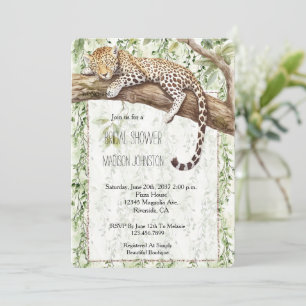Wild Jungle Green Ivy Leopard Bridal Shower Invitation
