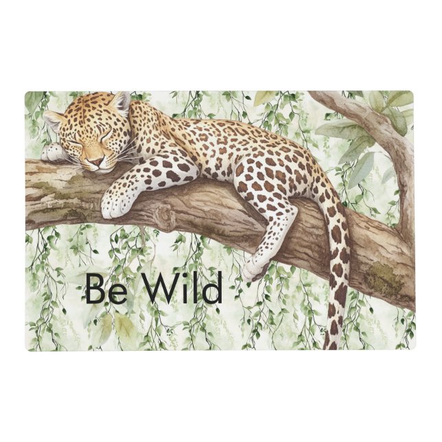 Wild Jungle Green Ivy Leopard   Placemat (Front)