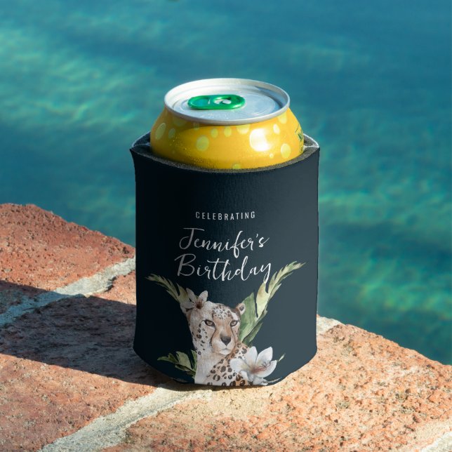Wild Jungle Leopard Animal Birthday Can Cooler (In Situ Pool)