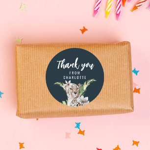 Wild Jungle Leopard Animal Birthday Thank You Classic Round Sticker