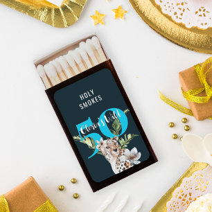 Wild Jungle Leopard Blue 50th Birthday Funny  Matchboxes