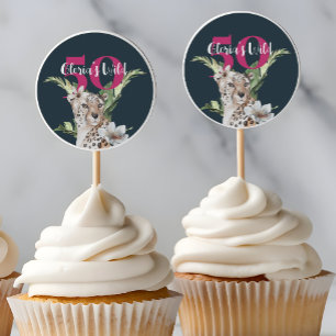 Wild Jungle Leopard Pink 50th Birthday Classic Round Sticker