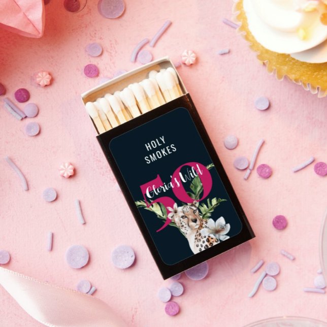 Wild Jungle Leopard Pink 50th Birthday Funny  Matchboxes (Creator Uploaded)