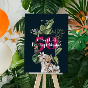 Wild Jungle Leopard Pink 50th Birthday Party Foam Board