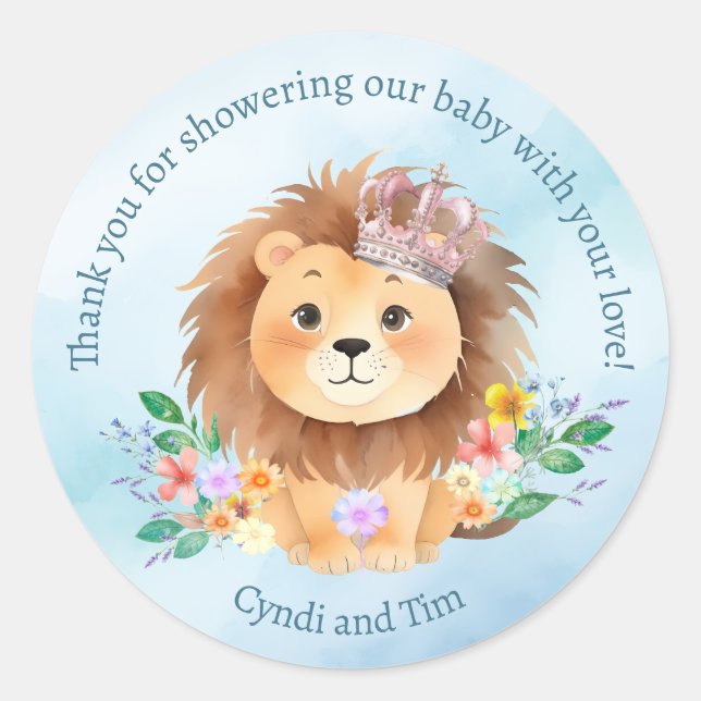 Wild Jungle Lion Thank You Stickers (Front)