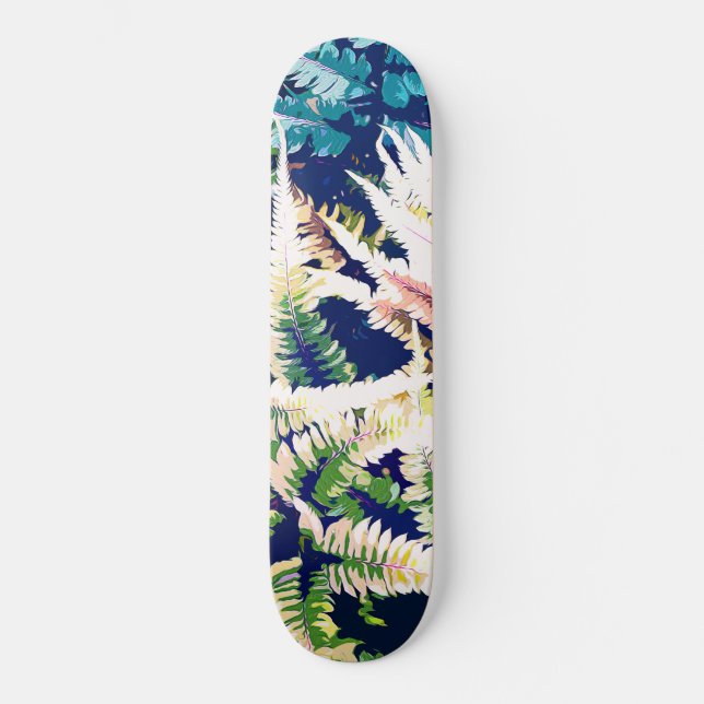 Wild Jungle Painting, Forest Dark Botanical Nature Skateboard Deck (Front)
