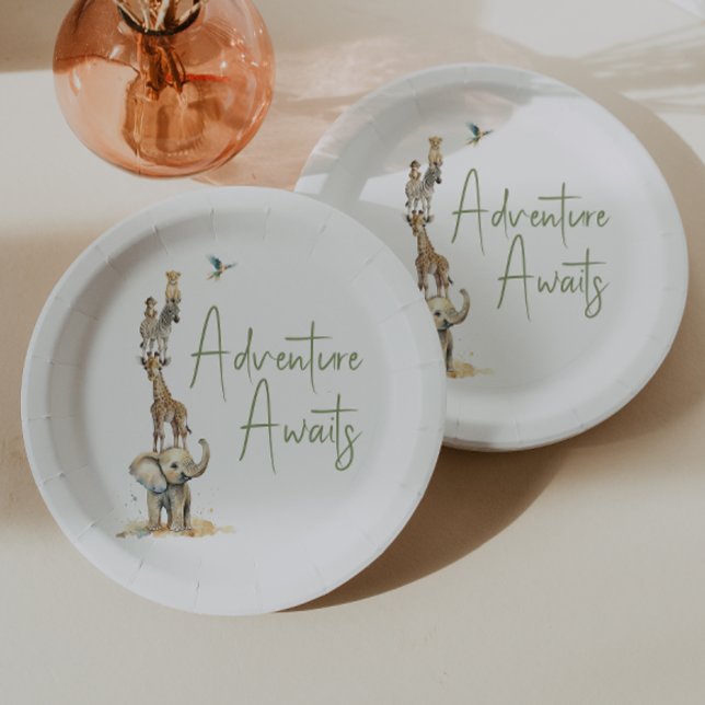 Wild Jungle Safari Adventure Awaits Baby Shower Paper Plates (Creator Uploaded)