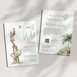 Wild Jungle Safari   All in One Baby Shower Invitation