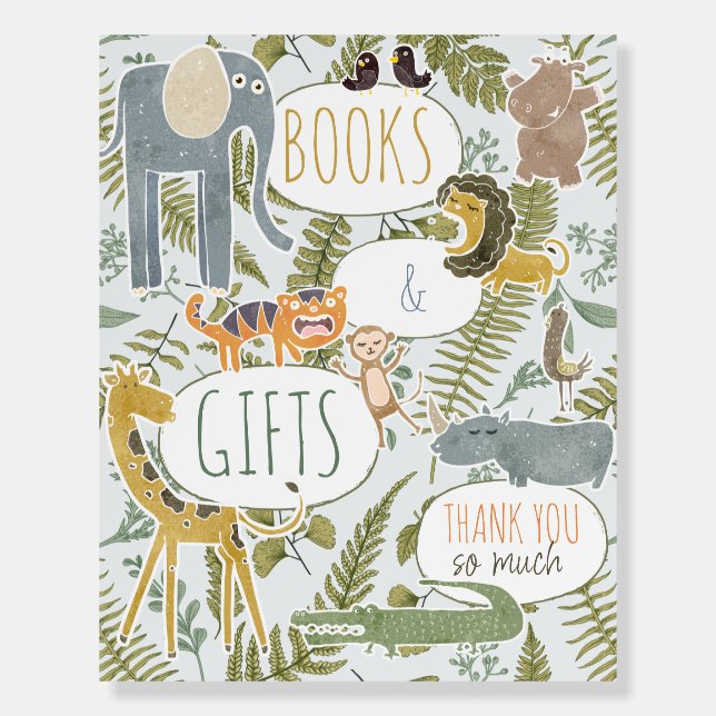 Wild Jungle Safari Animals Baby Books Gifts Sign (Front)