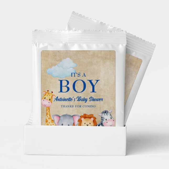 Wild Jungle Safari Animals Baby Boy Shower Lemonade Drink Mix (Pair)