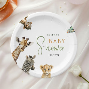 Wild Jungle Safari Animals Baby Shower Paper Plates