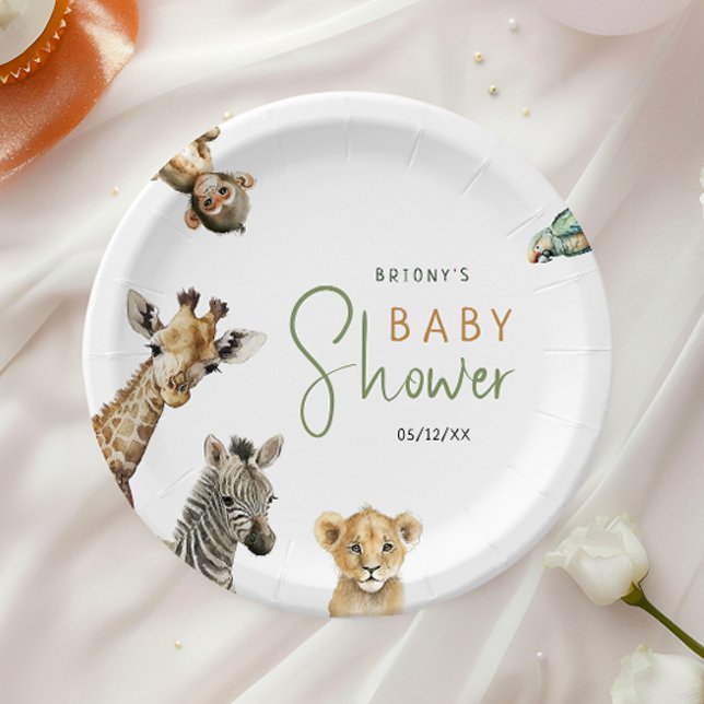 Wild Jungle Safari Animals Baby Shower Paper Plates (Creator Uploaded)