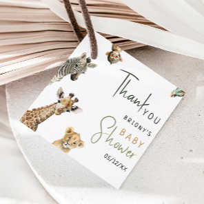 Wild Jungle Safari Animals Baby Shower Thank You Favor Tags